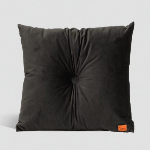 Velvet Cushion with Centre Button Detail | 51 x 51cm | Charcoal