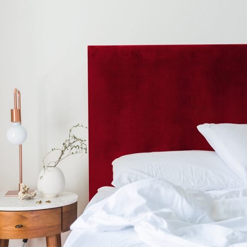 Red Red Wine Velvet Smooth Upholstered Bedhead