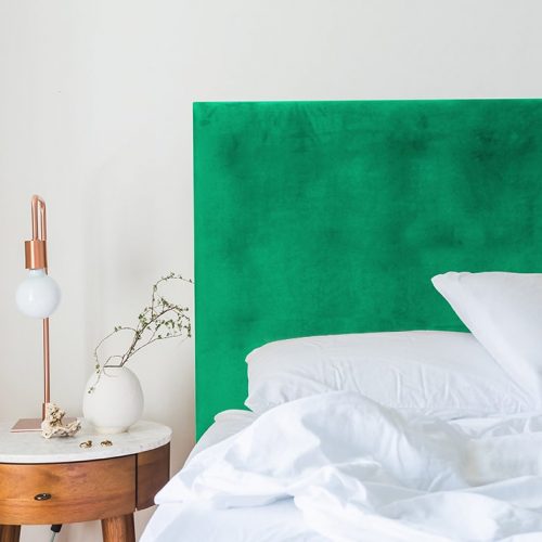 Emerald Green Velvet Smooth Upholstered Bedhead