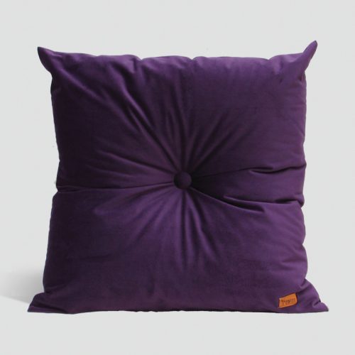 Velvet Cushion with Centre Button Detail | 51 x 51cm | Deep Purple