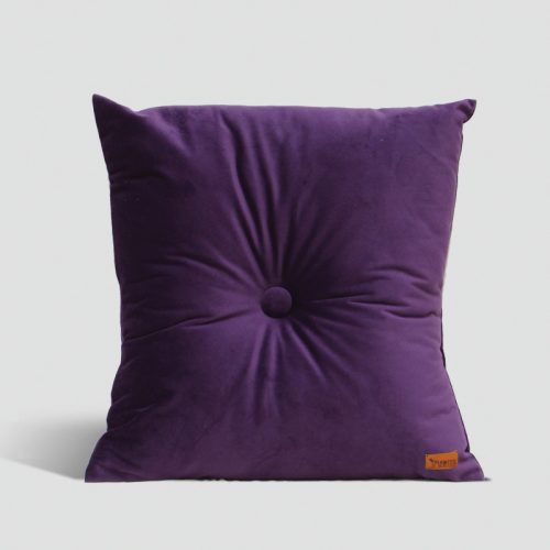 Velvet Cushion with Centre Button Detail | 41 x 41cm | Deep Purple