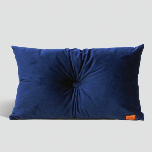 Velvet Cushion with Centre Button Detail | Lumbar | Royal Blue